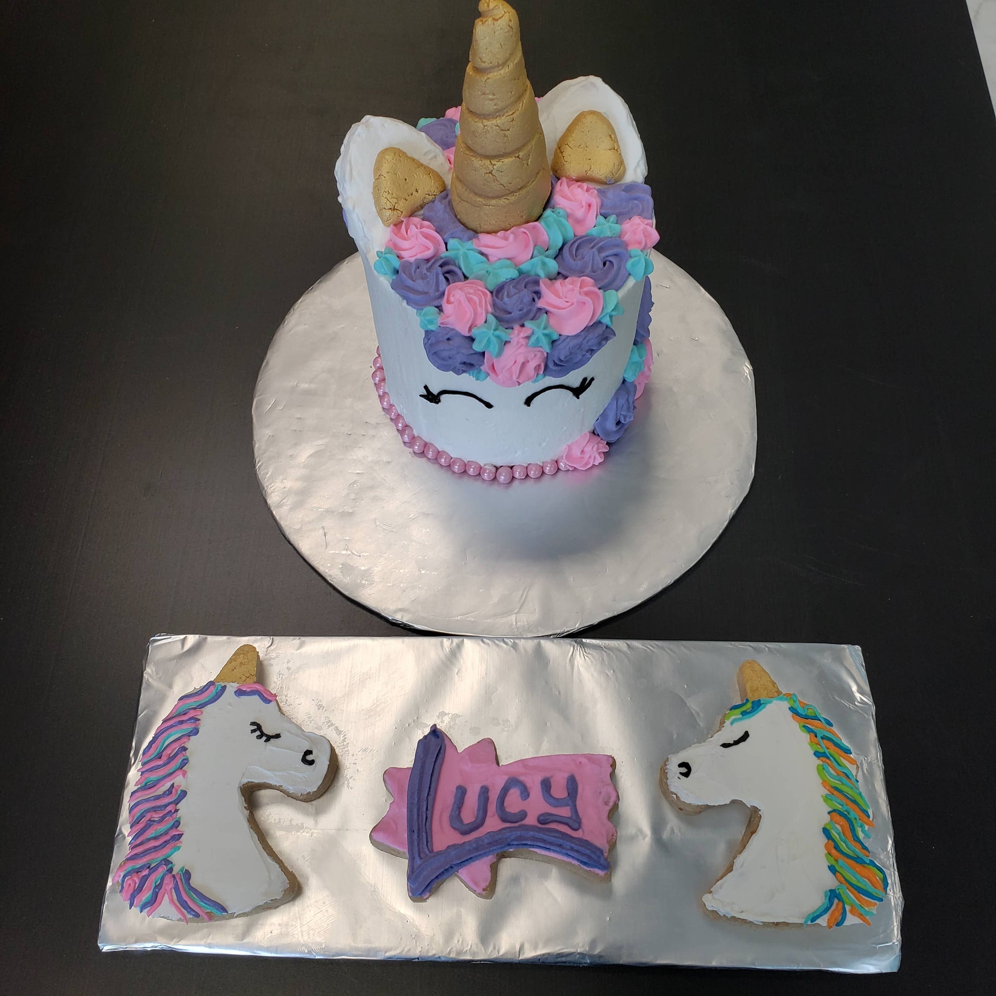 Unicorn 2025 dog cake